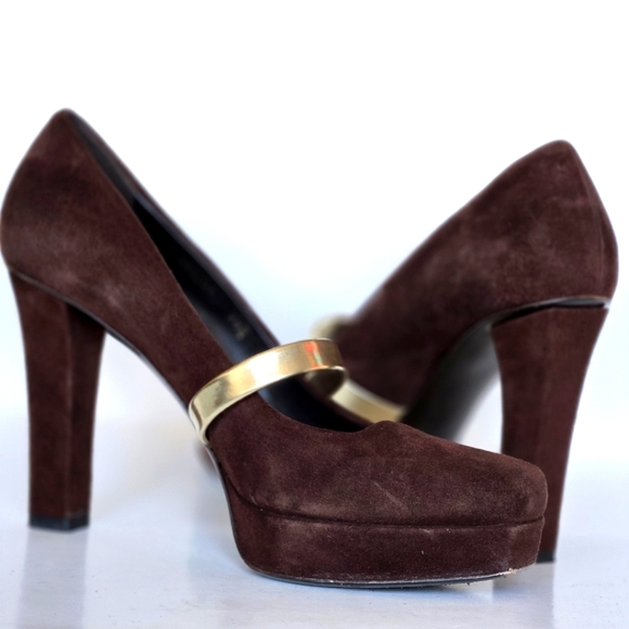 Vintage GUCCI Brown Suede Platform Slide Chunky Heels. 39.5 - Picture 6 of 11